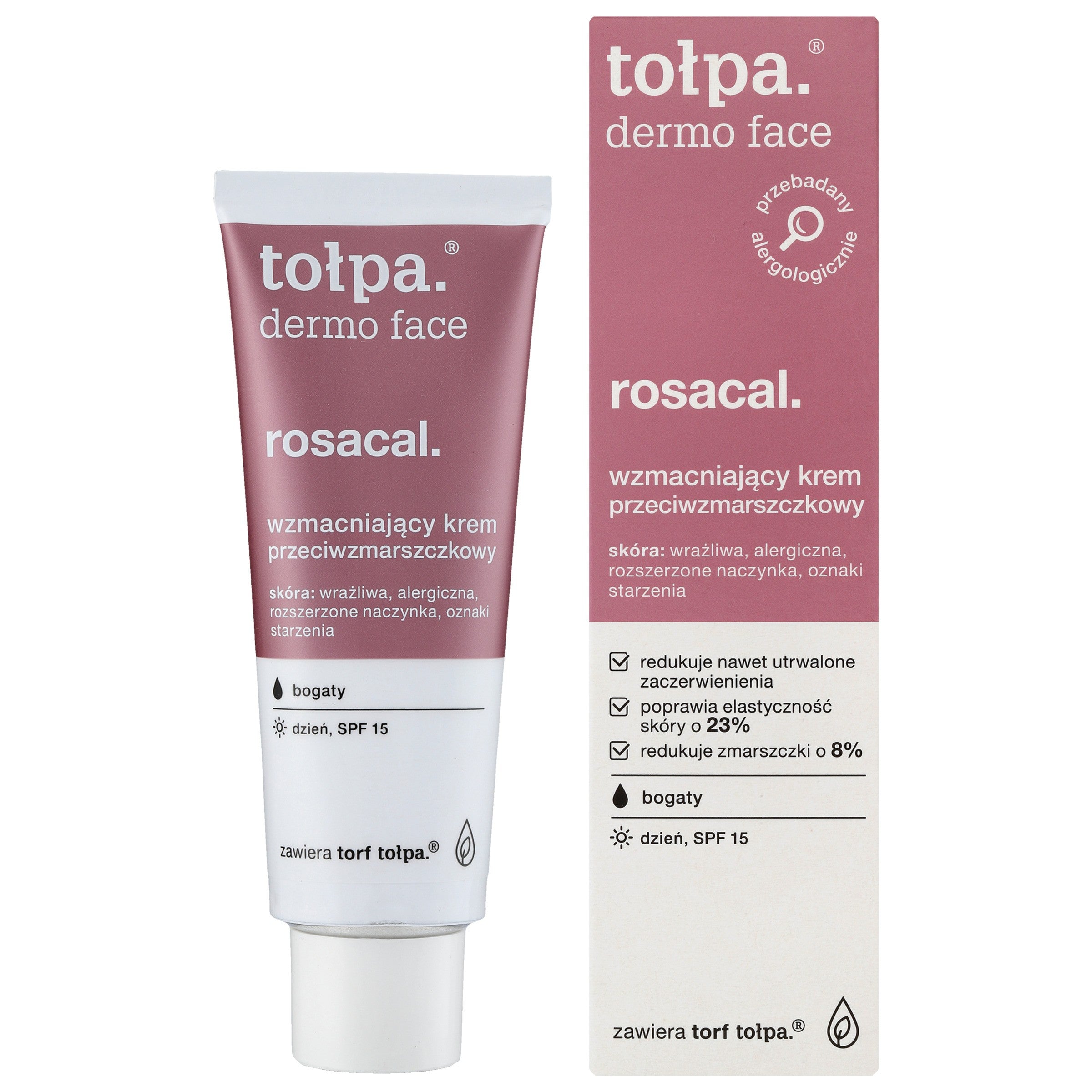 TOŁPA Dermo Face Rosacal Strengthening Anti-Wrinkle Cream SPF15 for Day - Rich 40 ml | Vaistine1.lt