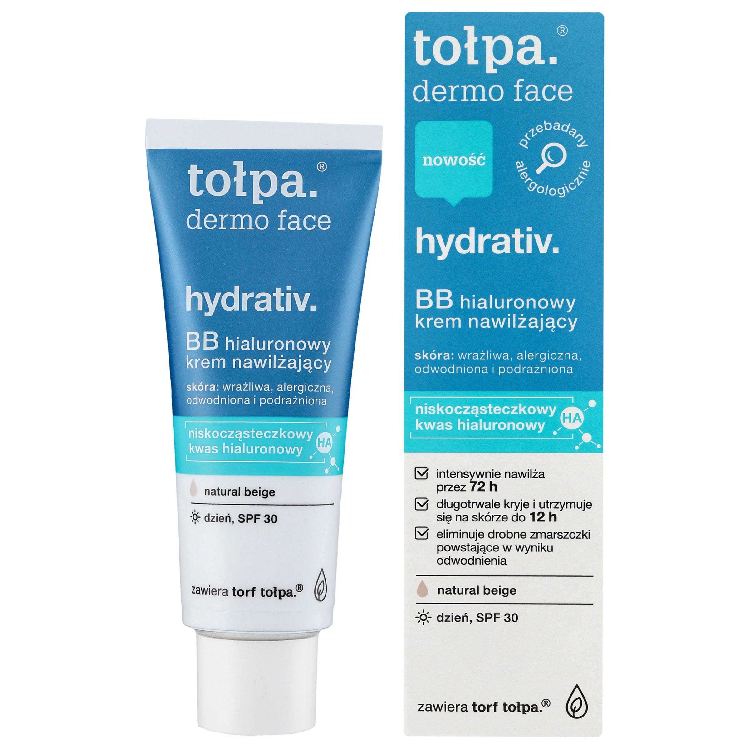 TOŁPA Dermo Face Hydrativ Hyaluronic Moisturizing BB Cream SPF30 for day - natural beige 40 ml | Vaistine1.lt