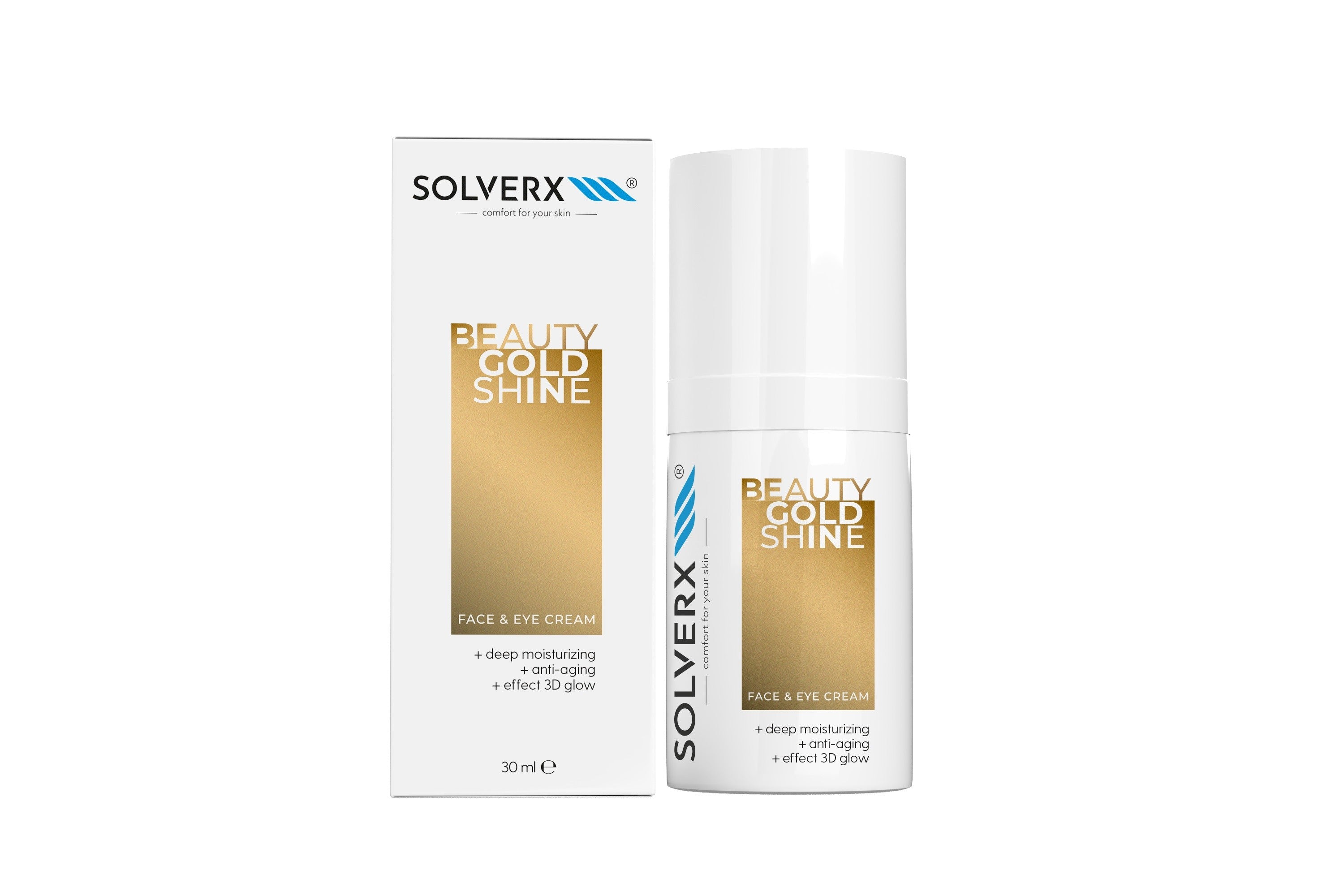 SOLVERX Face & Eyes Cream Beauty Gold Shine 30 ml | Vaistine1.lt