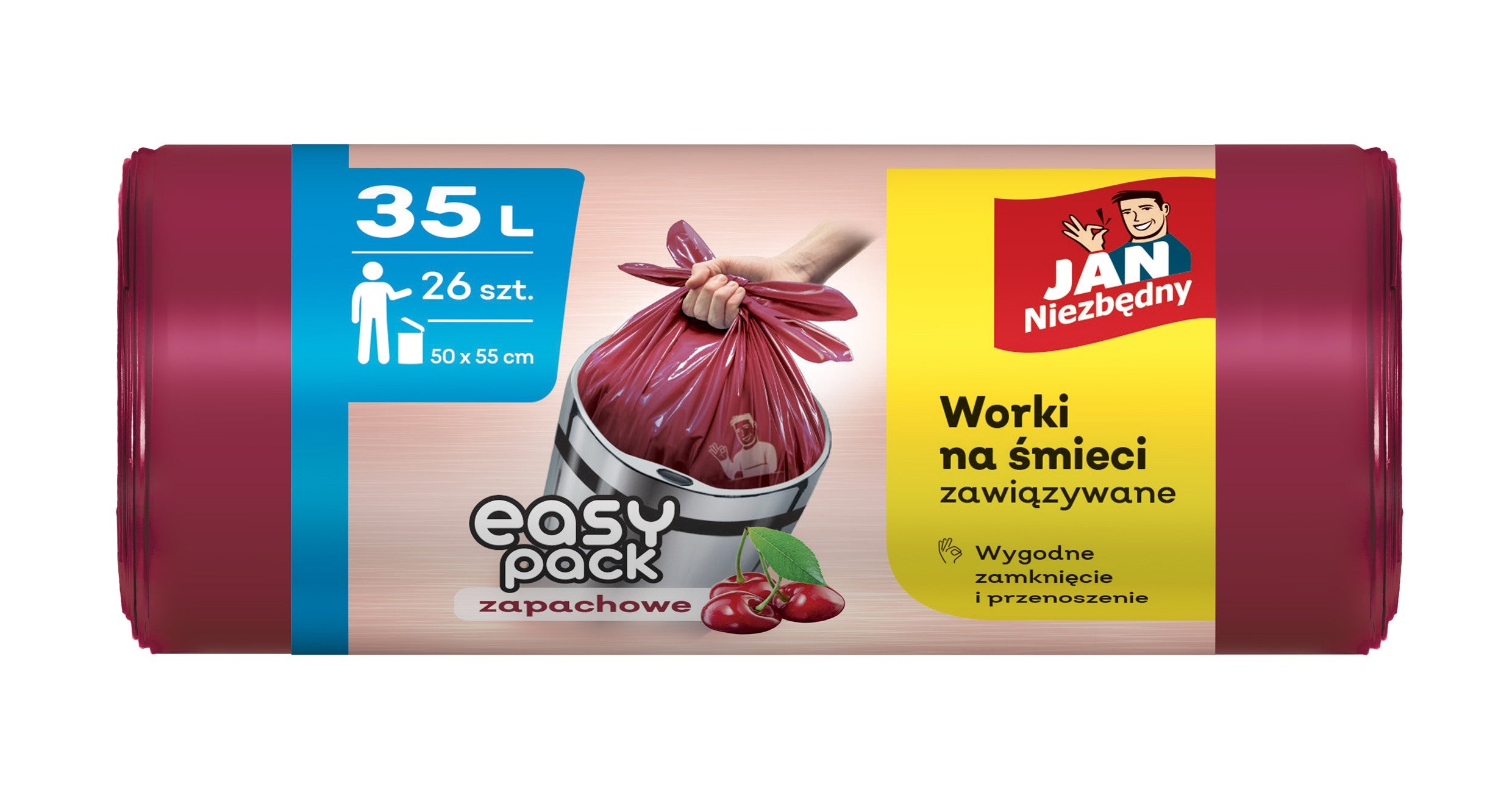 JAN NIEZBĘDNY Šiukšlių maišai HD Easy-Pack Cherry 35L | Vaistine1.lt