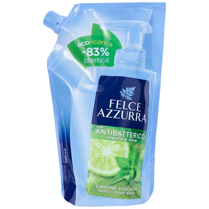 FELCE AZZURRA Liquid Soap Refill Mint&Lime antibacterial doypack 500 ml | Vaistine1.lt