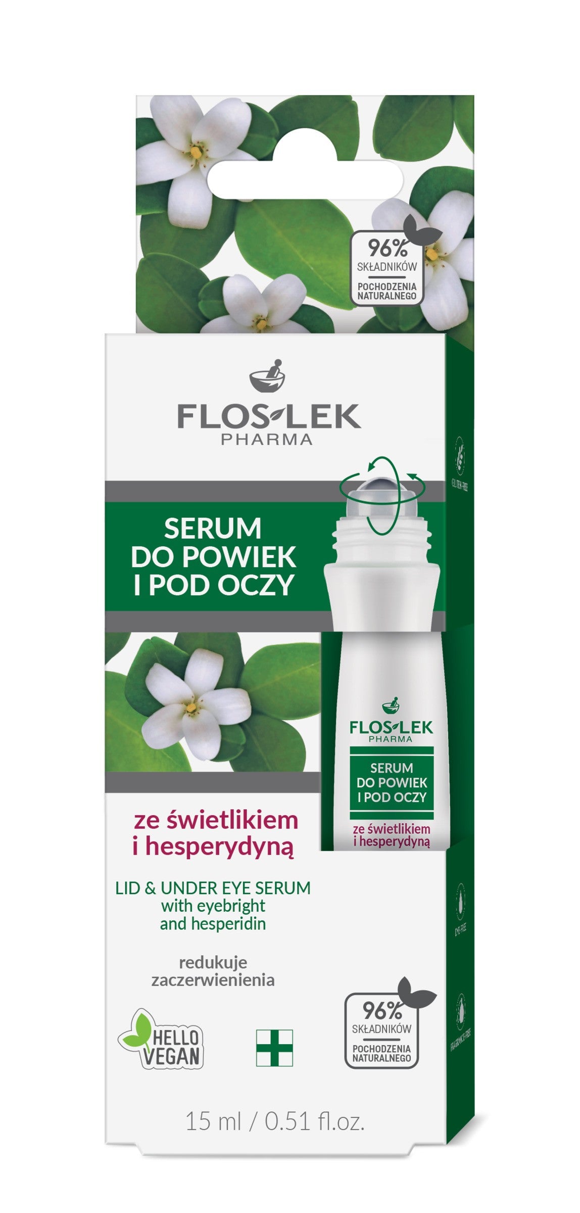 FLOSLEK Eyes Serum for eyelids and under eyes - with eyebright and hesperidin 15 ml | Vaistine1.lt