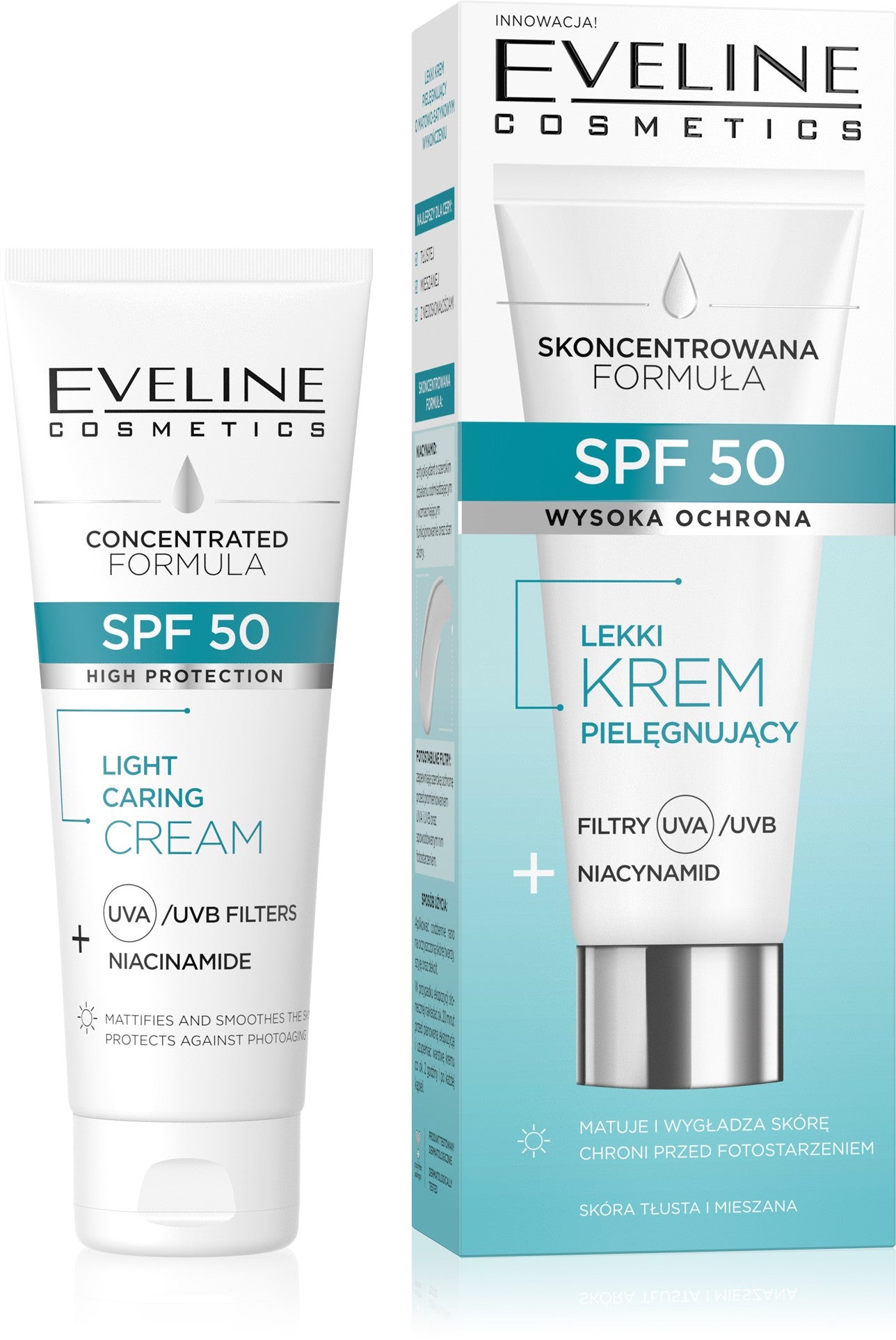 EVELINE SPF 50 Light Care Cream Filters+Niacinamide for oily and combination skin 30 ml | Vaistine1.lt