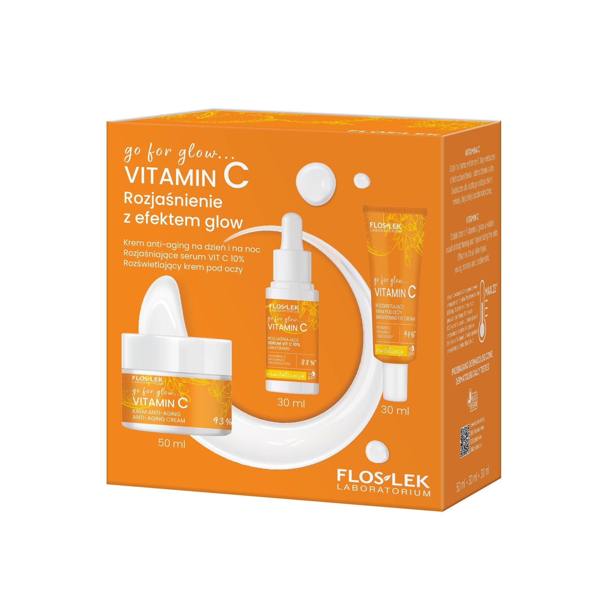 brightening with a glow effect (go for glow vitamin c anti-aging cream for day and night 50 ml + go for glow vitamin c brightening serum vit c 10% 30 ml + go for glow vitamin c illuminating eye cream | Vaistine1.lt