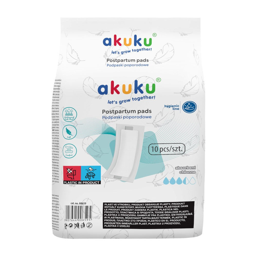 AKUKU Postpartum absorbent pads 36x14 cm (a0659) 1 pack - 10 pcs | Vaistine1.lt