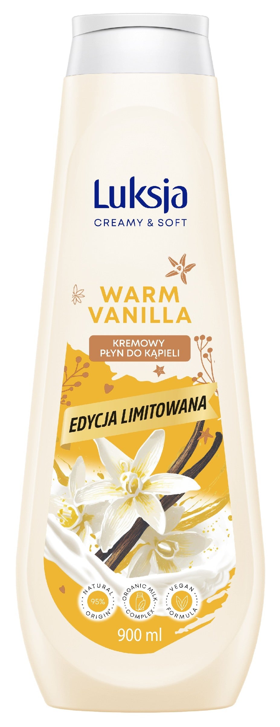 LUKSJA Creamy & Soft Creamy Bath Liquid - Warm Vanilla 900 ml | Vaistine1.lt