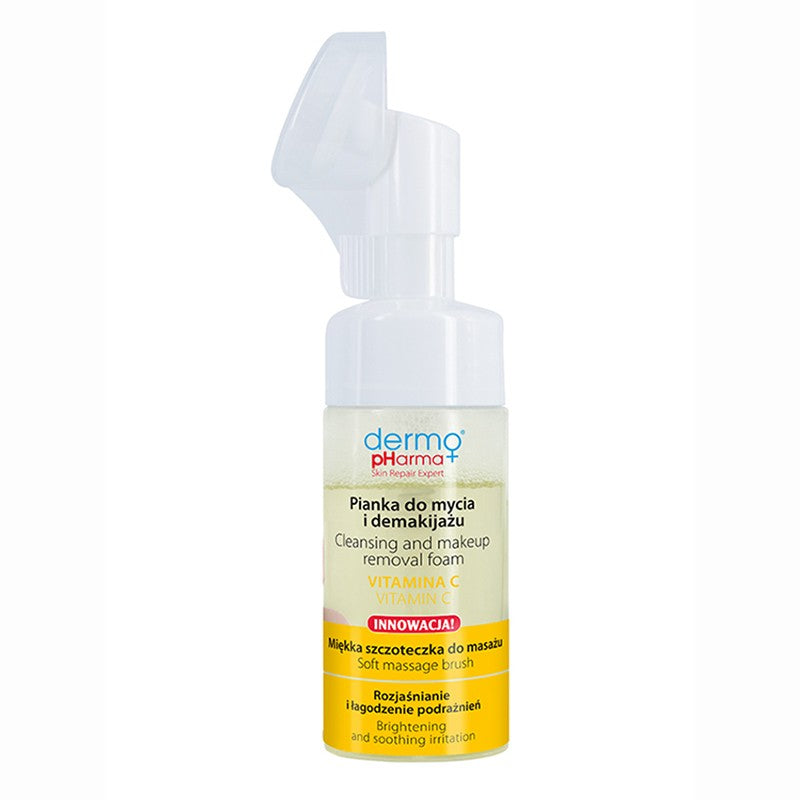 DERMO PHARMA+ Facial cleansing and makeup removal foam with brush - Vitamin C 125 ml.  - Vaistine1.lt | WestPharmacy.eu