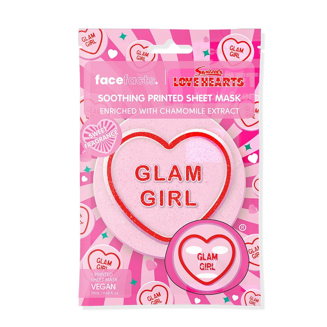 FACE FACTS Swizzels Love Hearts Glam Girl sheet mask 20 ml.  - Vaistine1.lt | WestPharmacy.eu