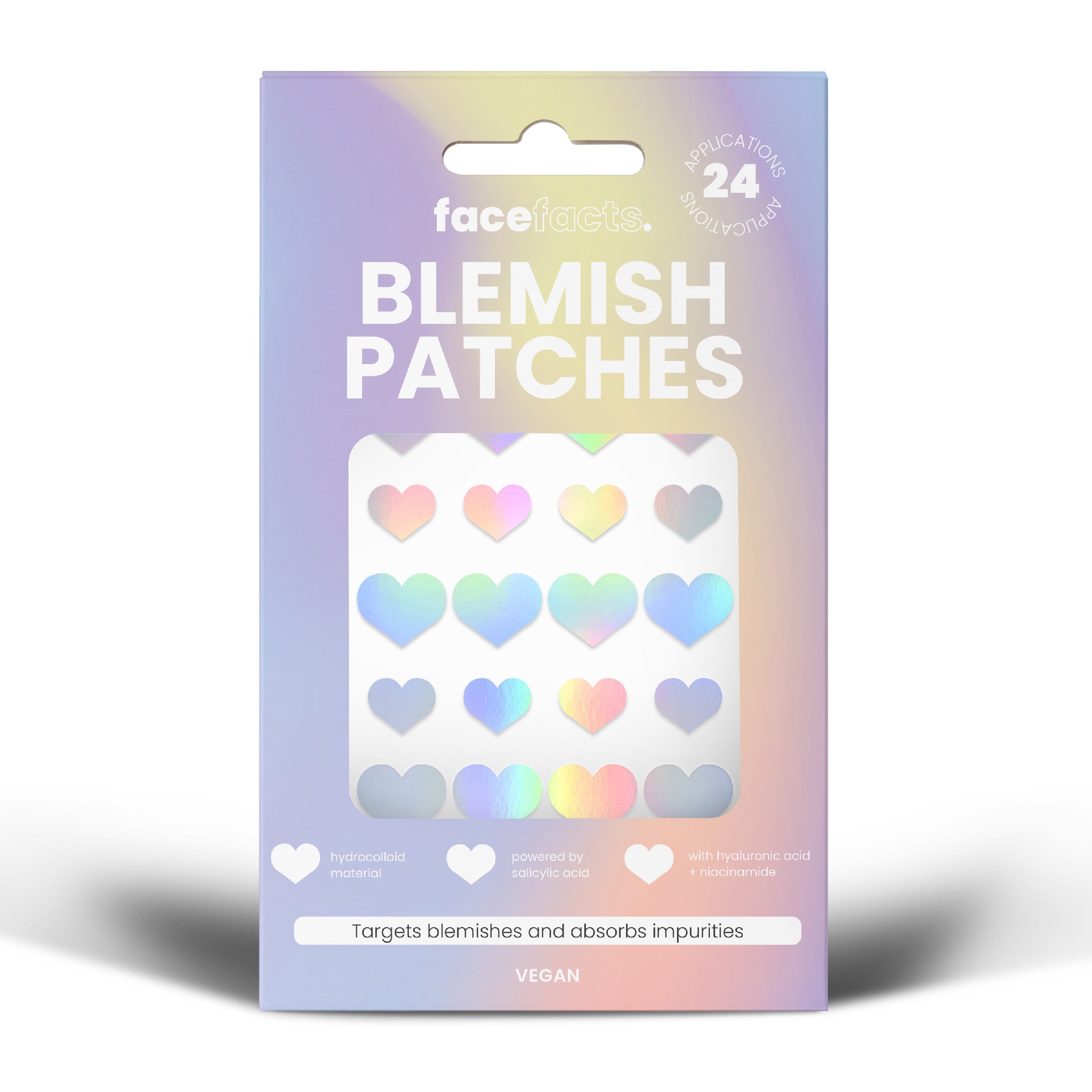 FACE FACTS Blemish Patches - Holographic Hearts 1op.-24pcs.  - Vaistine1.lt | WestPharmacy.eu