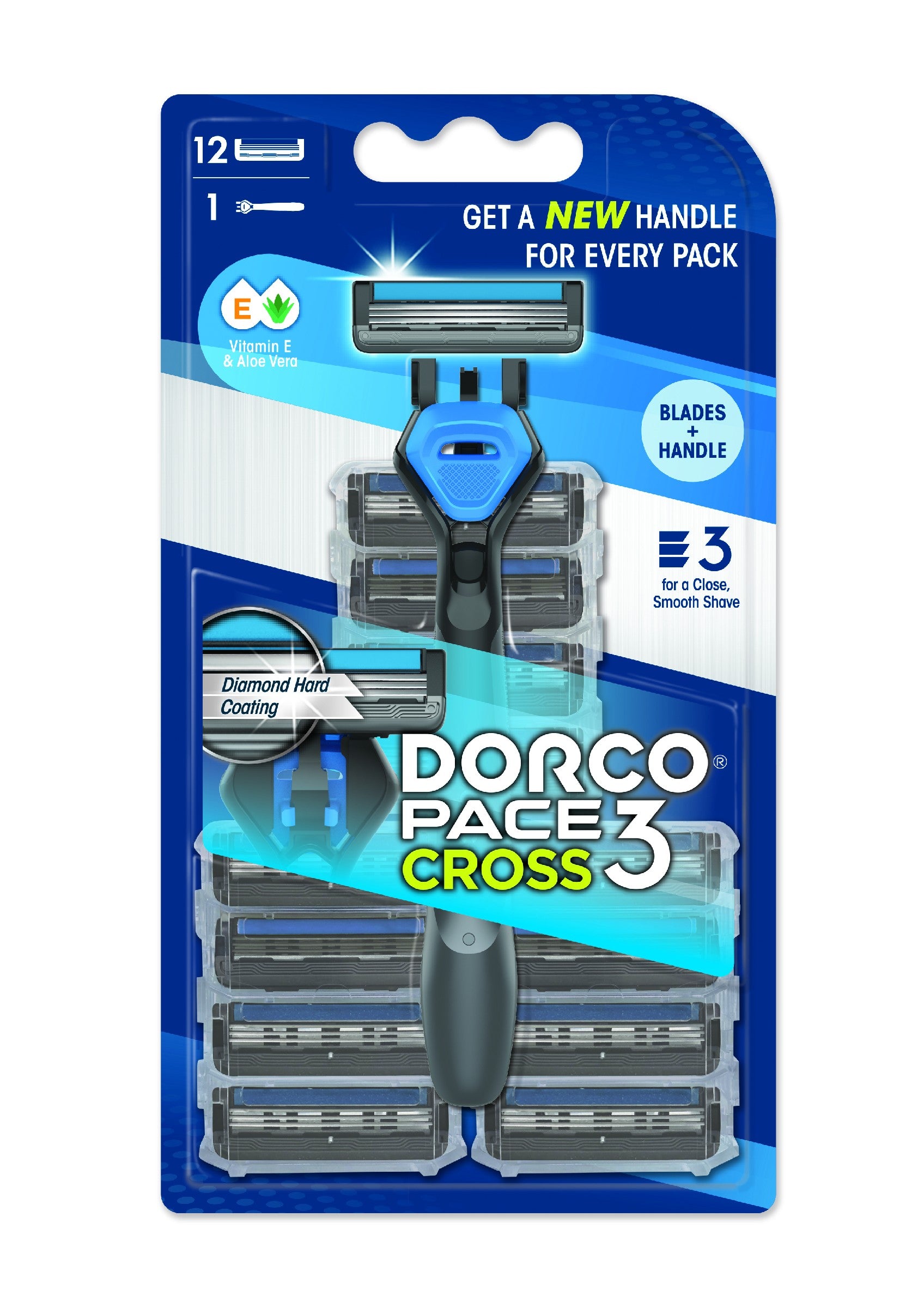 DORCO Pace3 Cross Men 3 blade razor + 12 replacement cartridges  - Vaistine1.lt | WestPharmacy.eu