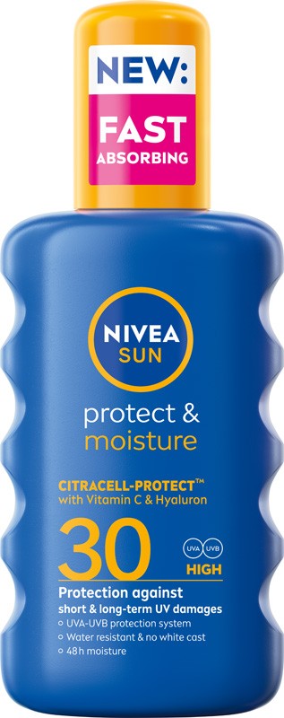 NIVEA SUN Protect Moisture Spray Sunscreen Moisturizing Lotion SPF30 200 ml  - Vaistine1.lt | WestPharmacy.eu