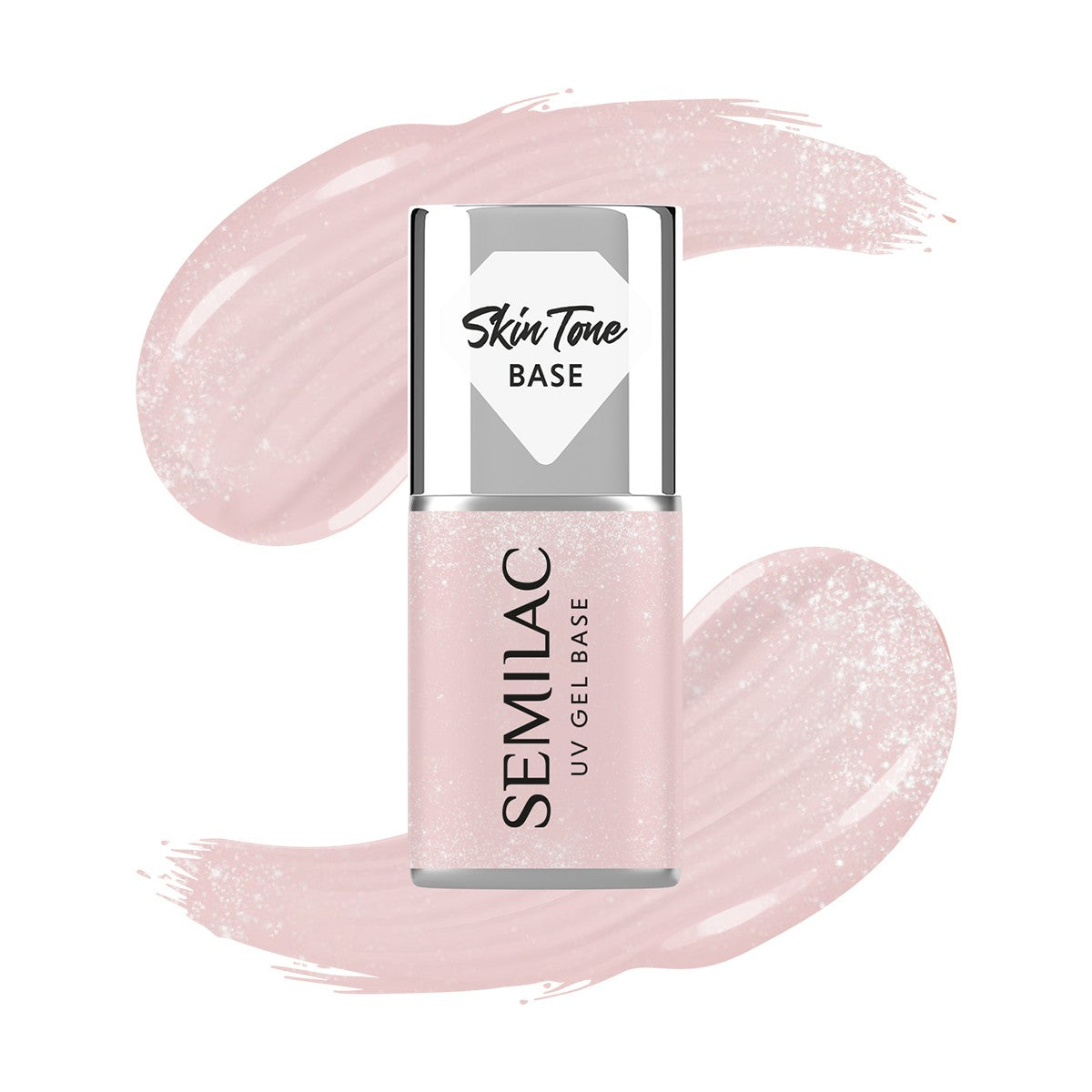 SEMILAC Skin Tone cover base for hybrid varnishes semi-transparent Glitter Beige 7 ml  - Vaistine1.lt | WestPharmacy.eu