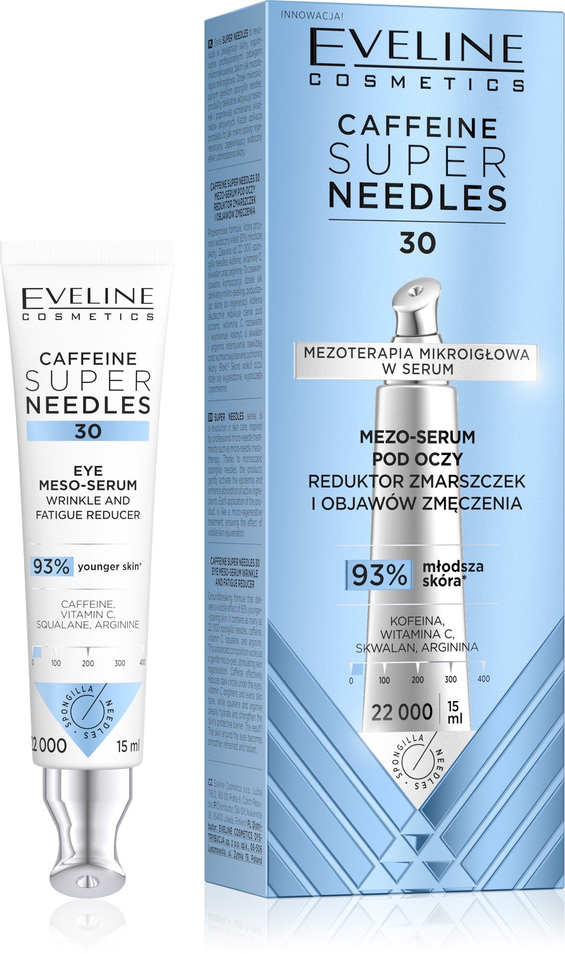 EVELINE Caffeine Super Needles 30 Meso-serum under eyes - reducer of wrinkles and signs of fatigue 15 ml  - Vaistine1.lt | WestPharmacy.eu