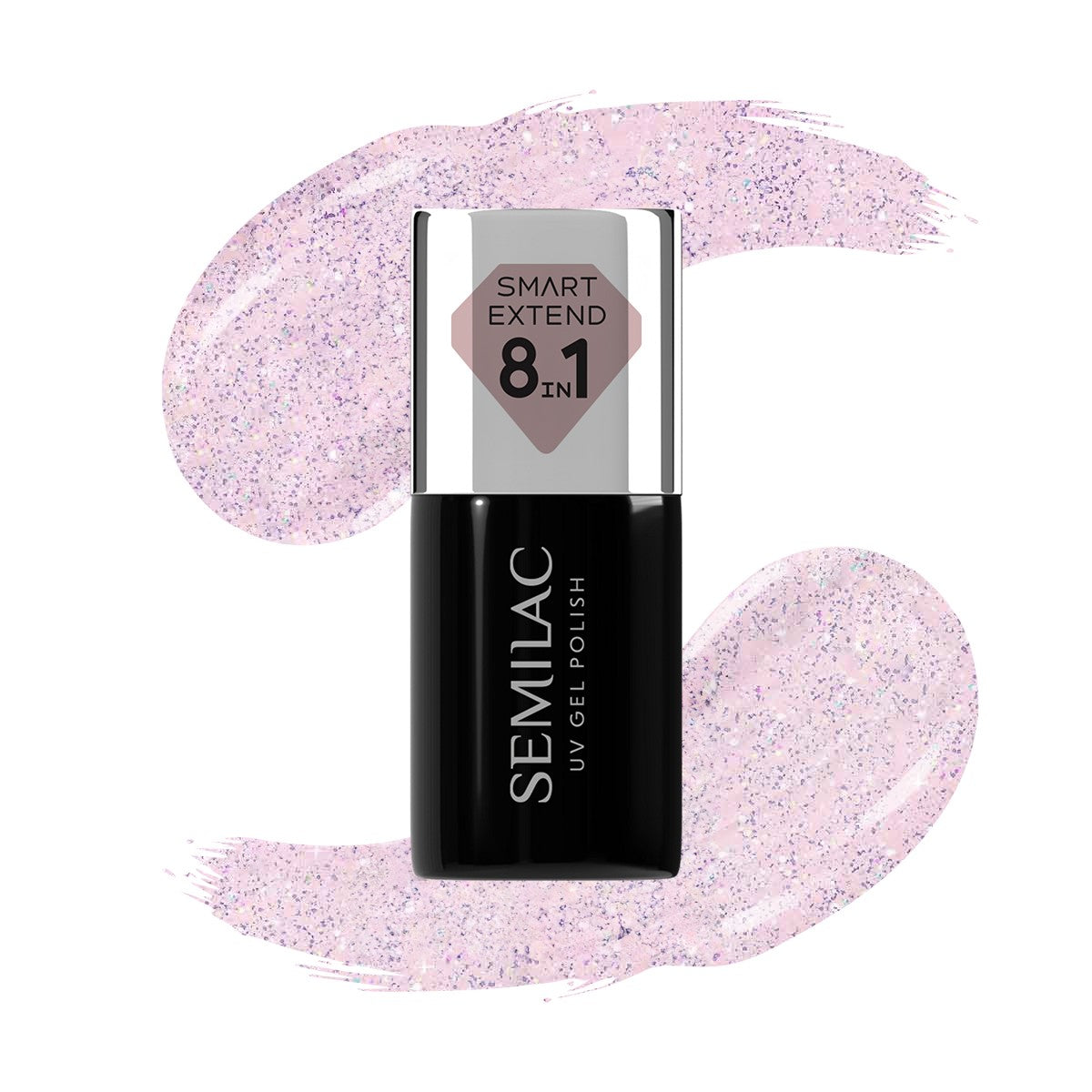 SEMILAC Smart Extend Hybrid Varnish Glitter Delicate Pink no. 806 7 ml  - Vaistine1.lt | WestPharmacy.eu