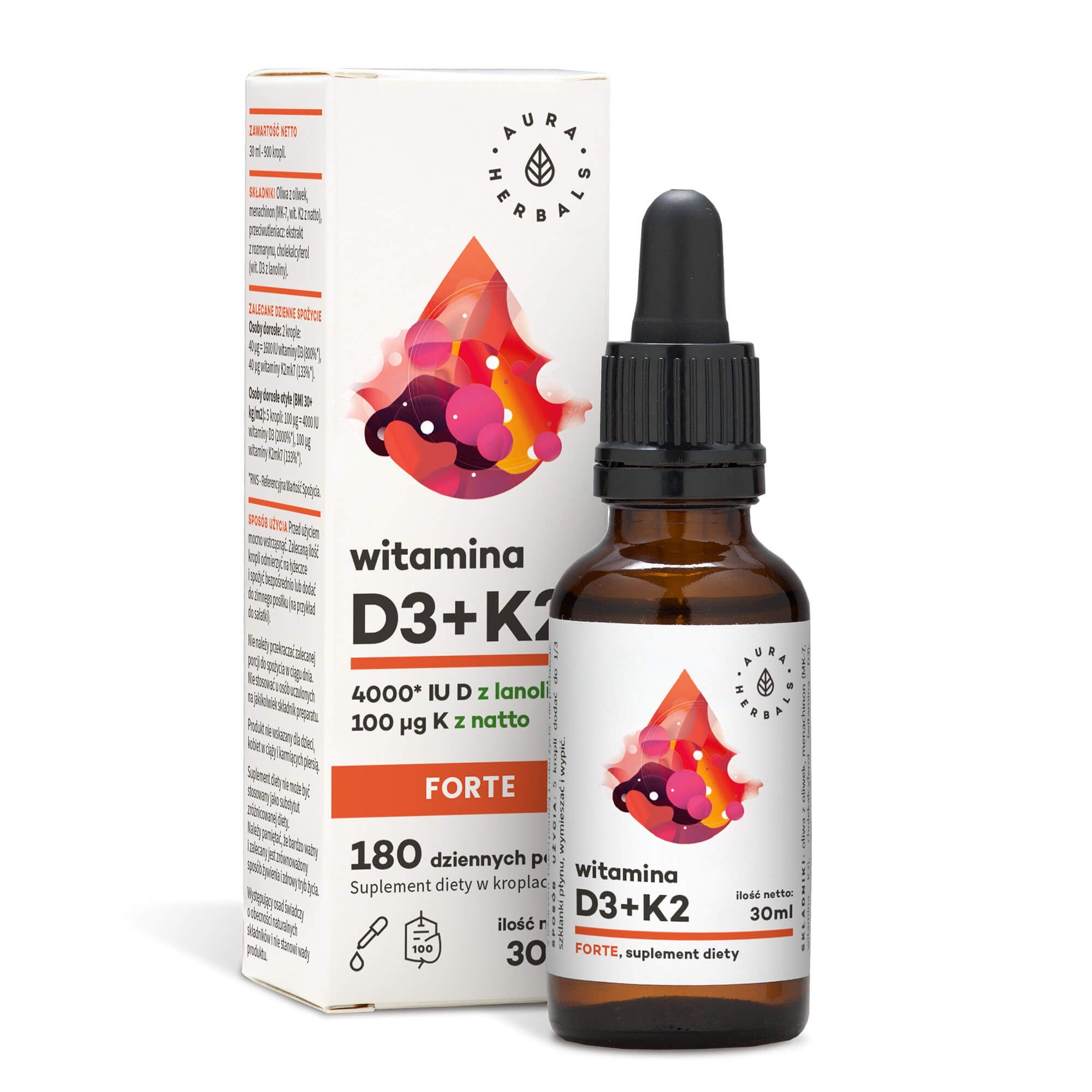AURA HERBALS Vitamin D3 4000 IU + K2 forte drops 30 ml.  - Vaistine1.lt | WestPharmacy.eu