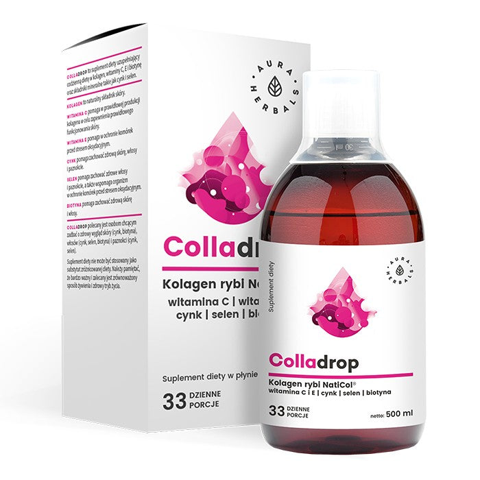 AURA HERBALS Colladrop NatiCol Fish Collagen + Vitamin C - liquid 500 ml (33 daily servings)  - Vaistine1.lt | WestPharmacy.eu
