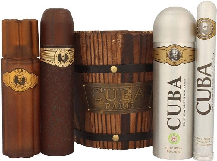 CUBA Gold Set for men Eau de Toilette 100 ml + Eau de Toilette 35 ml + Deodorant 200 ml + Aftershave 100 ml + Stylish cosmetics bucket  - Vaistine1.lt | WestPharmacy.eu