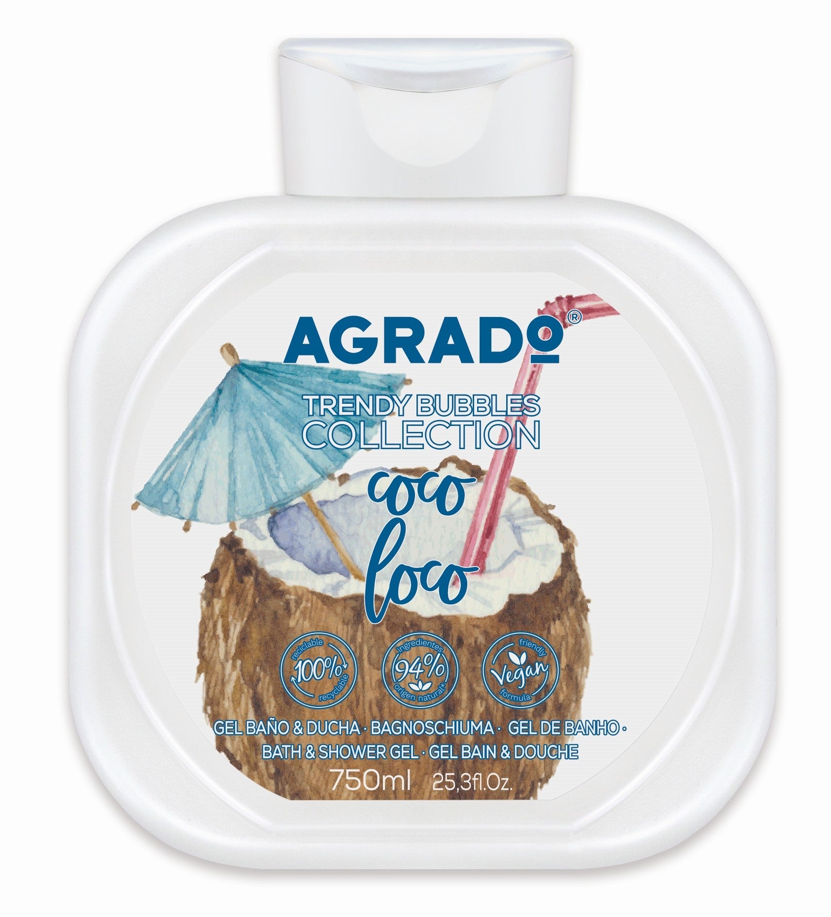 AGRADO Coco Loco shower and bath gel 750 ml  - Vaistine1.lt | WestPharmacy.eu