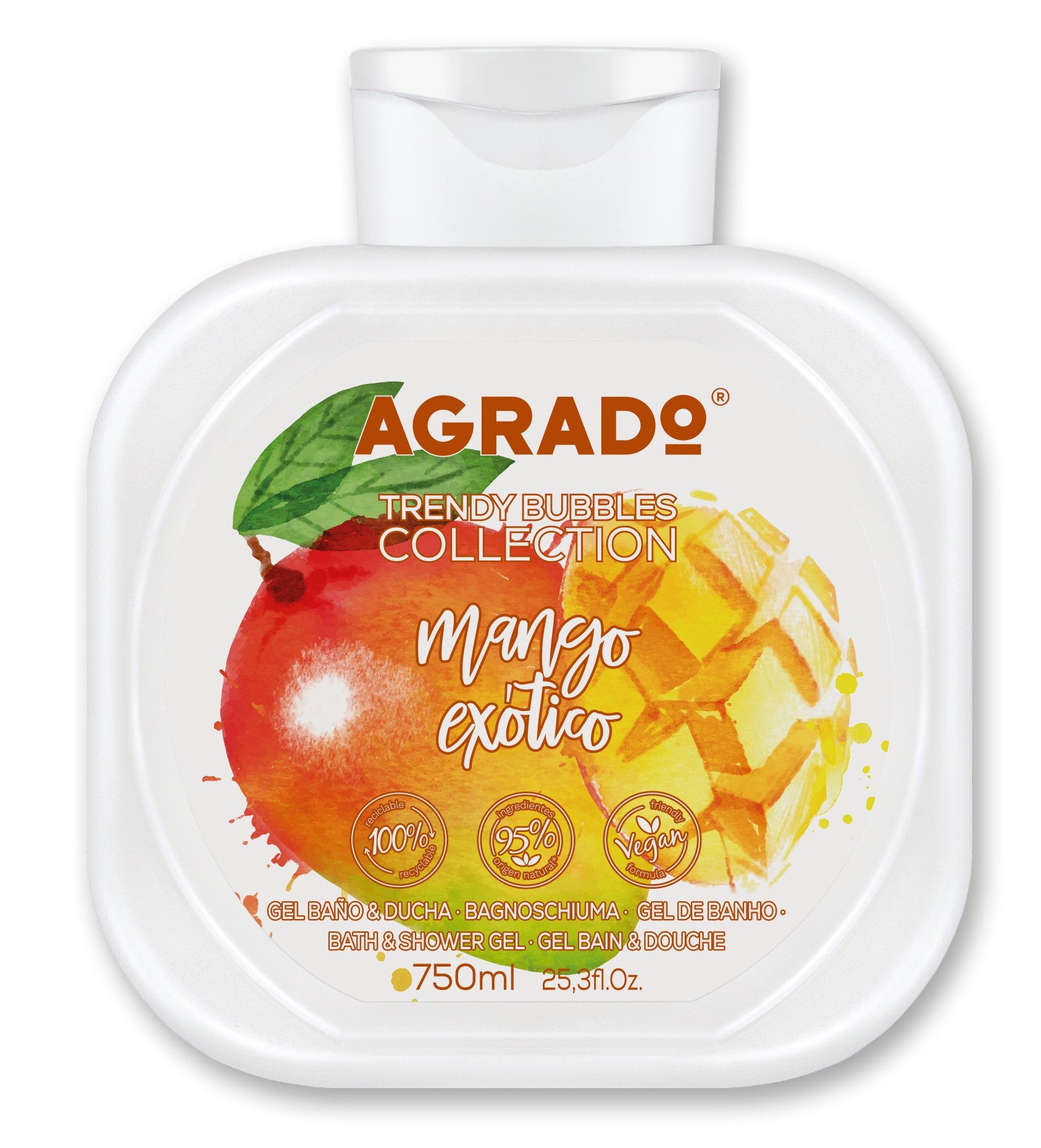 AGRADO Exotic mango shower and bath gel 750 ml  - Vaistine1.lt | WestPharmacy.eu