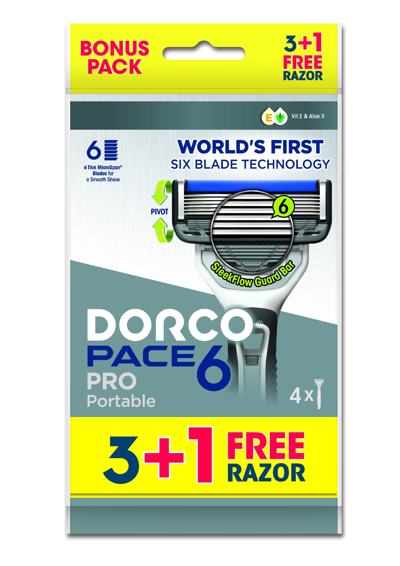 DORCO Pace Pro 6 Disposable razor with 6 blades, 1 pack - 4 pcs. | Vaistine1.lt | WestPharmacy.eu