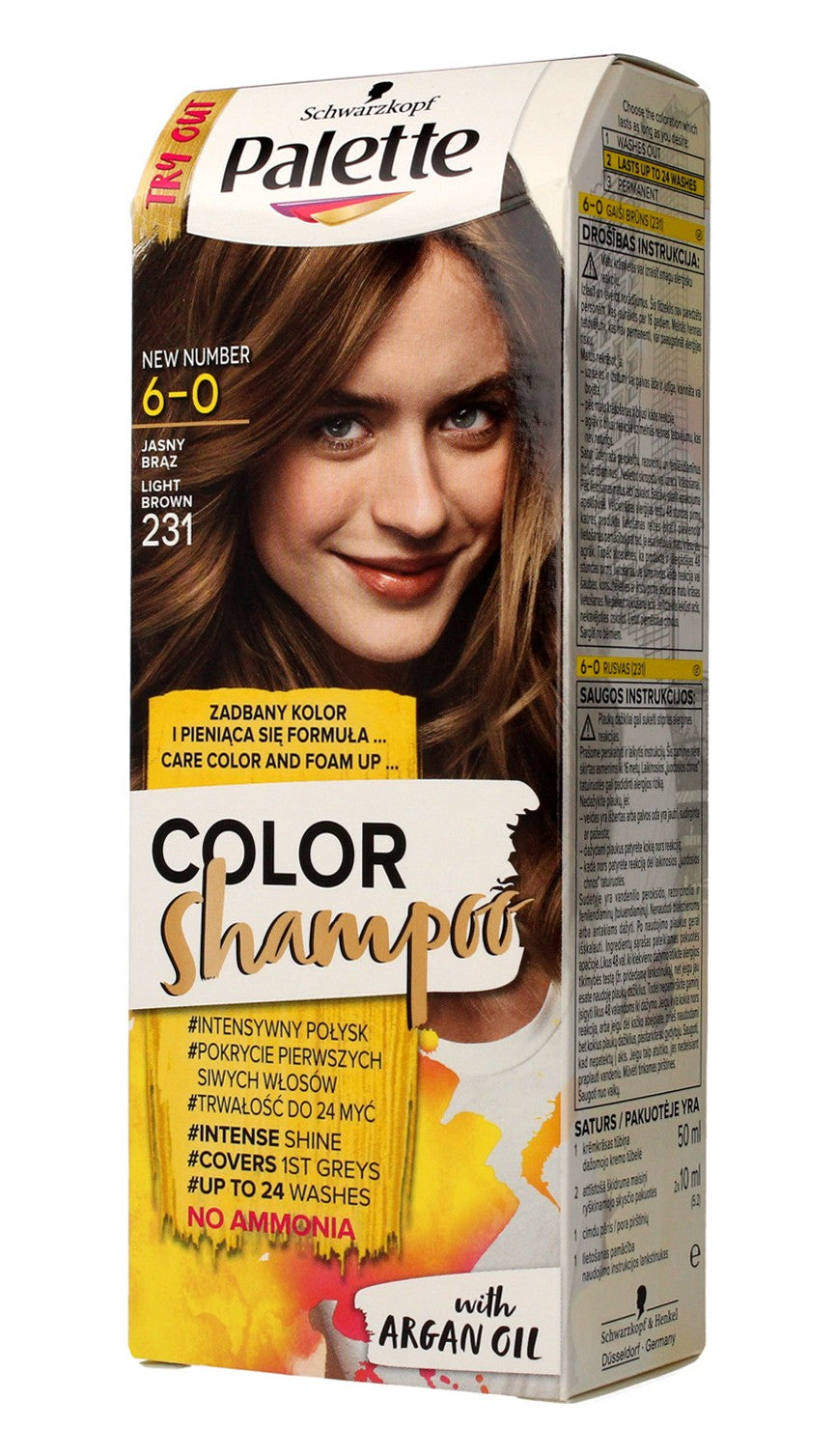 Palette Color Shampoo Coloring Shampoo No. 6-0 (231) Light Brown 1pc. | Vaistine1.lt