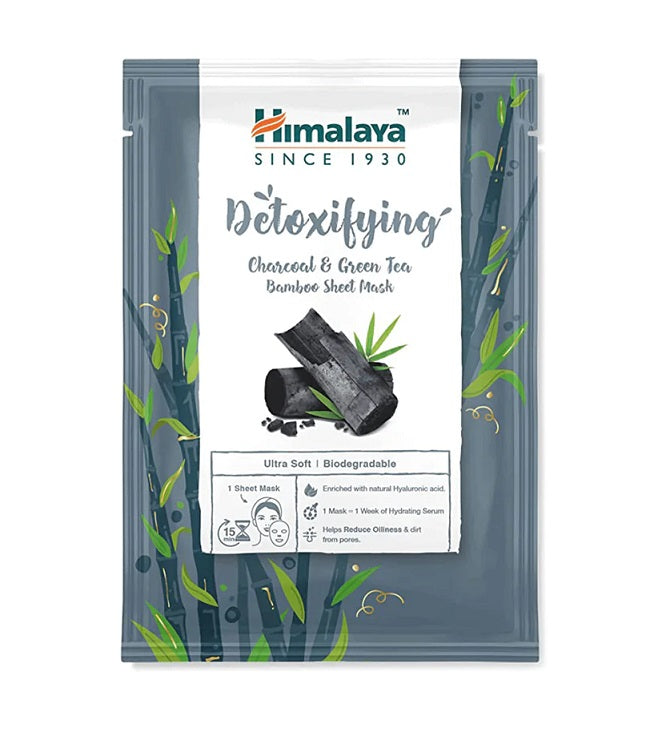 Detoxifying Charcoal & Green Tea Bamboo Sheet Mask - 30 ml - Himalaya | Vaistine1.lt | WestPharmacy.eu