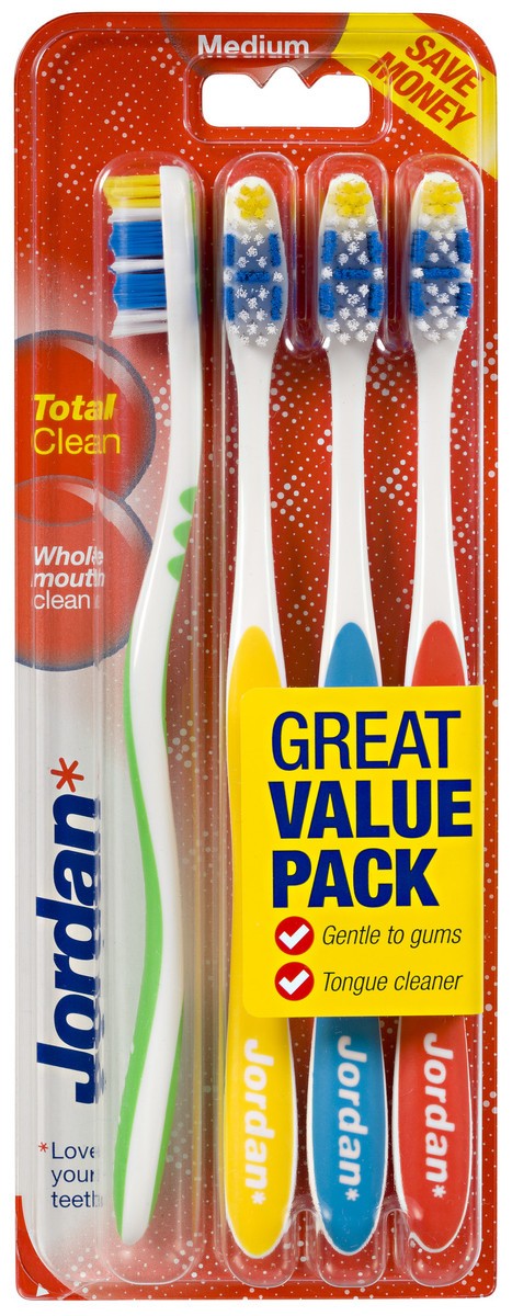 Jordan Total Clean toothbrush medium 1 pack - 4 pieces. | Vaistine1.lt