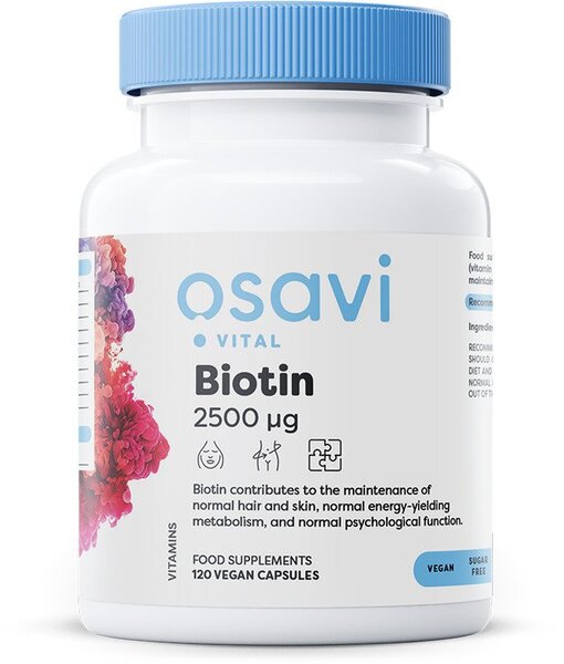 Biotin, 2500mcg - 120 vegan caps - Osavi | Vaistine1.lt | WestPharmacy.eu