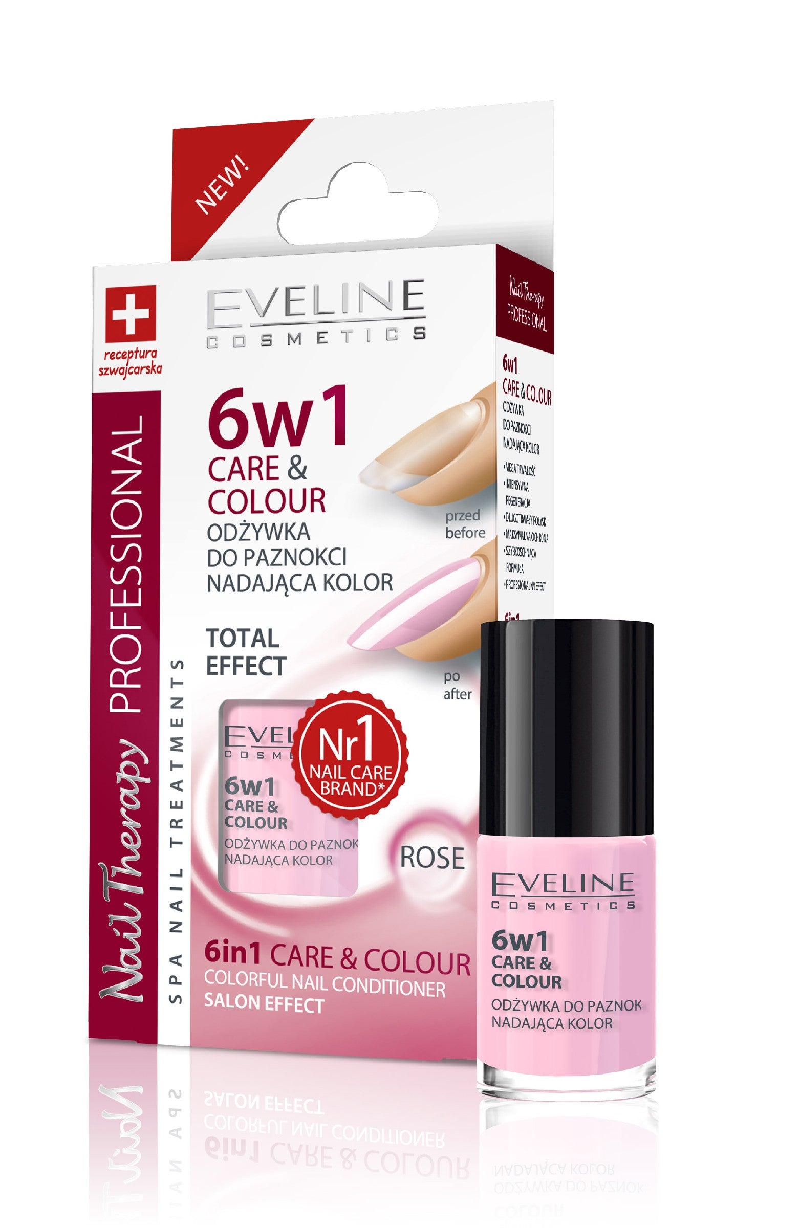 Eveline Nail Therapy Lacquer conditioner 6in1 Care & Colour Rose 5ml | Vaistine1.lt