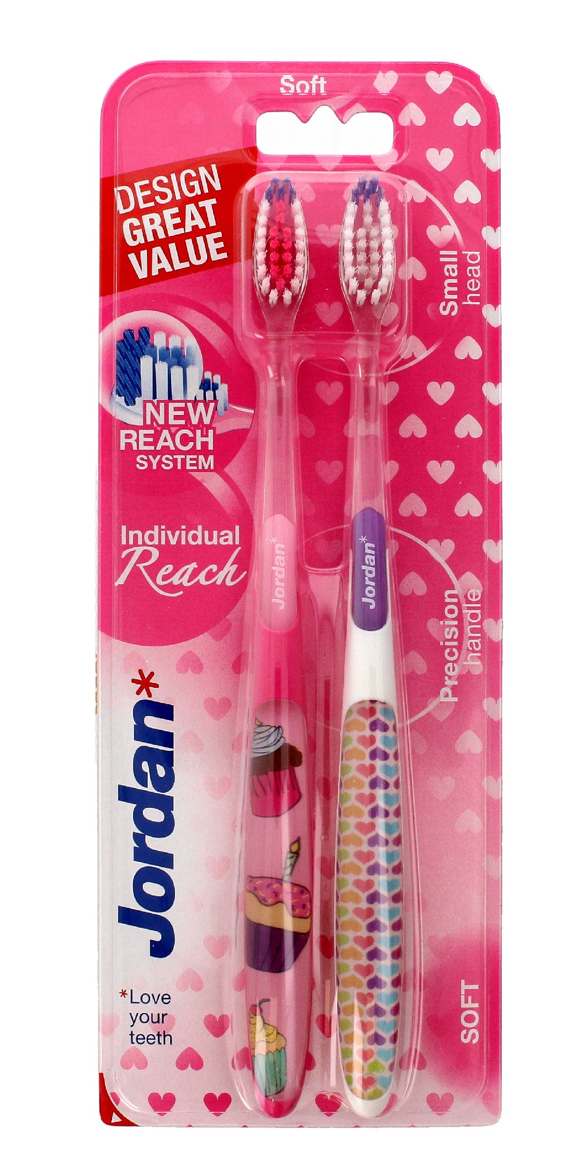 Jordan Duo Individual Reach Soft Toothbrush - mix of colors 1 pack-2 pieces | Vaistine1.lt