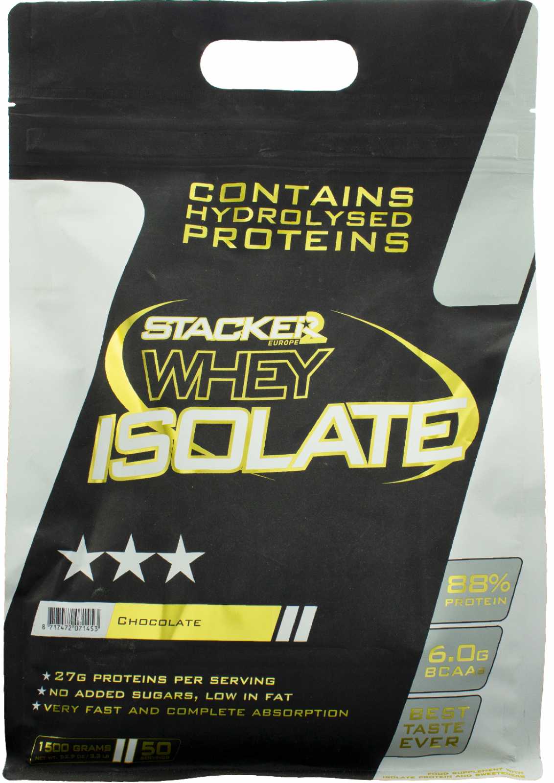 Whey Isolate, Chocolate - 1500g - Stacker2 Europe
