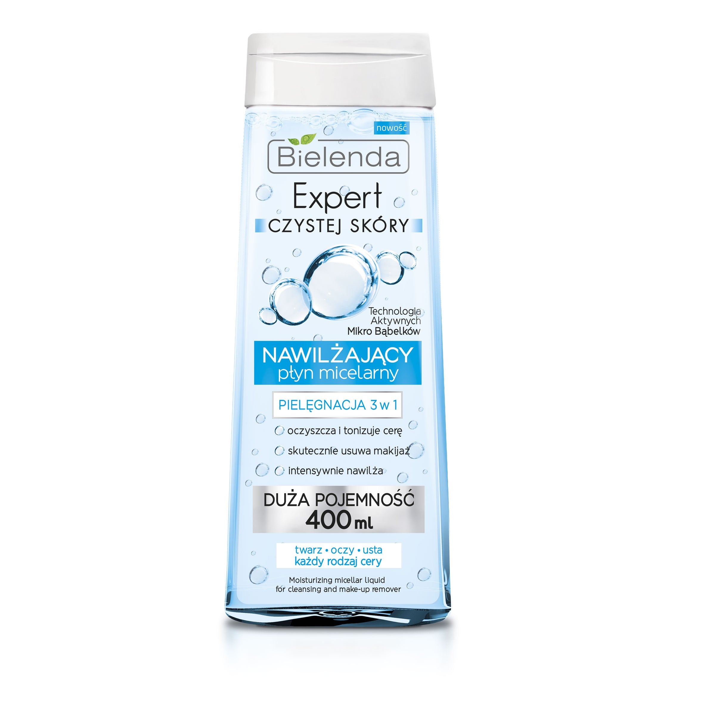 Bielenda Expert Pure Skin Micellar Liquid 3in1 Moisturizing Makeup Remover 400ml | Vaistine1.lt