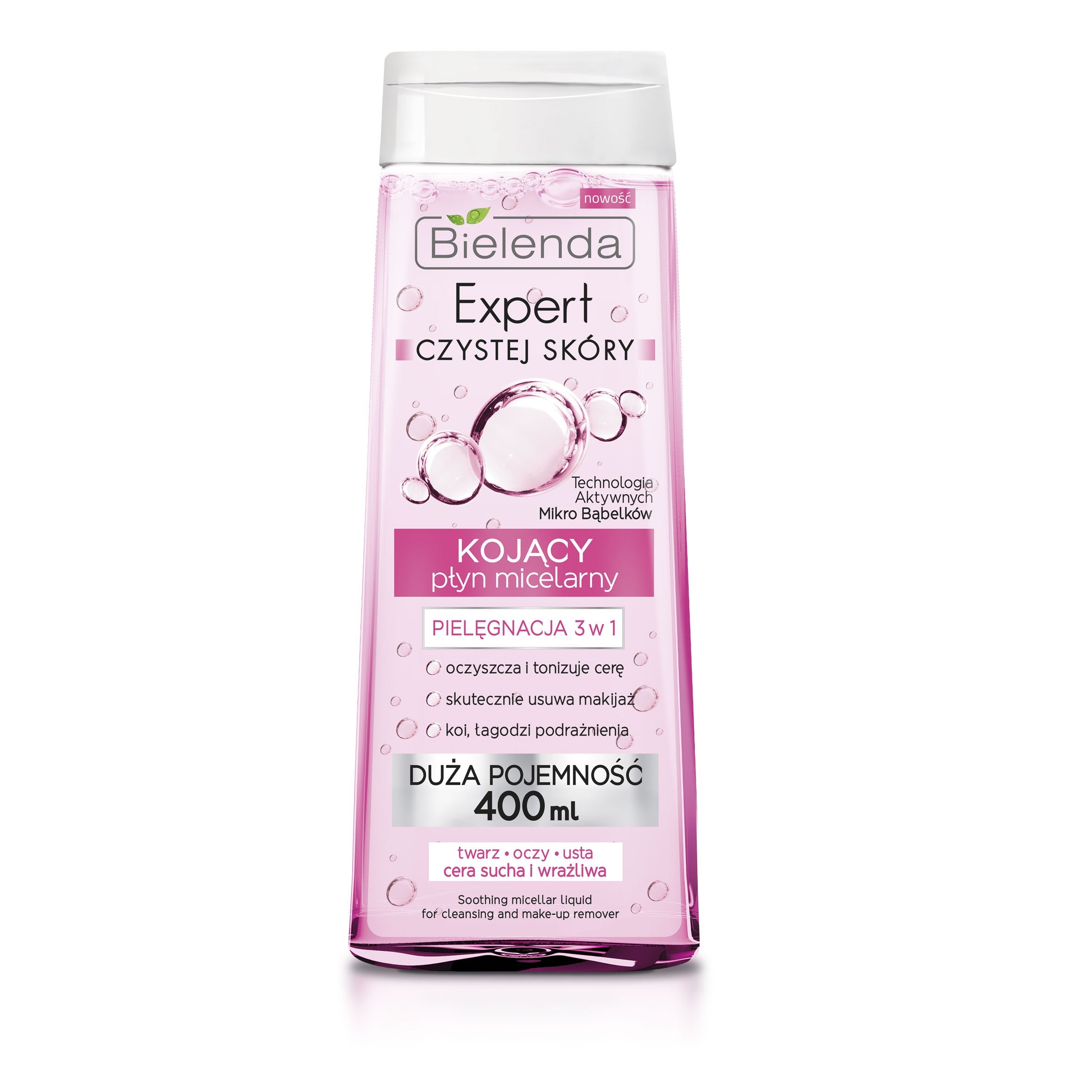 Bielenda Expert Pure Skin Micellar Liquid 3in1 Soothing Makeup Remover 400ml | Vaistine1.lt