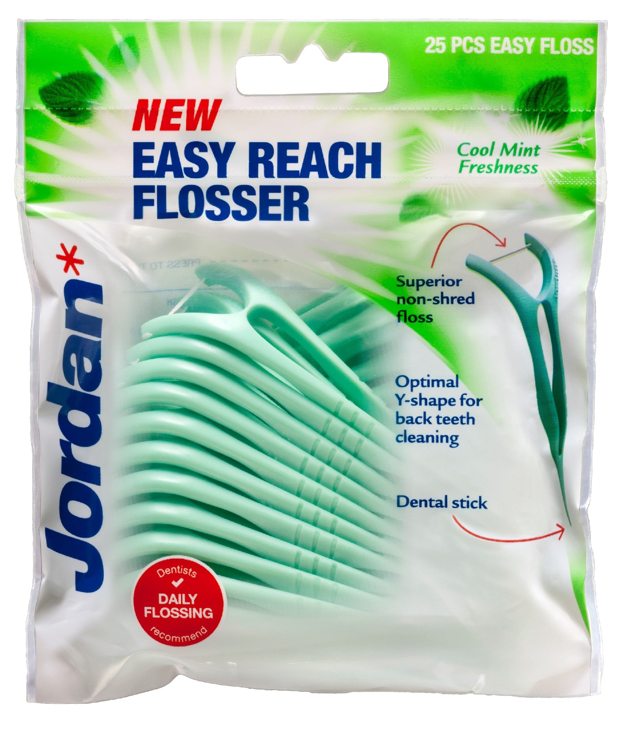 Jordan dental floss and toothpicks 2in1 Easy Reach Flosser 1pack.-25pcs | Vaistine1.lt