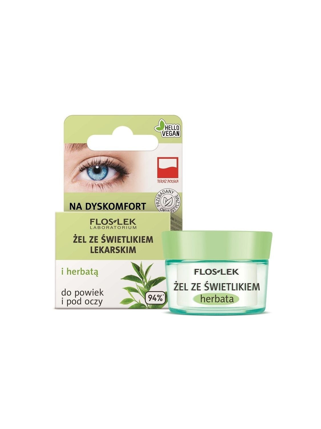 Floslek Eye Care Gel with Eyebright and Tea for Eyelids jar | Vaistine1.lt