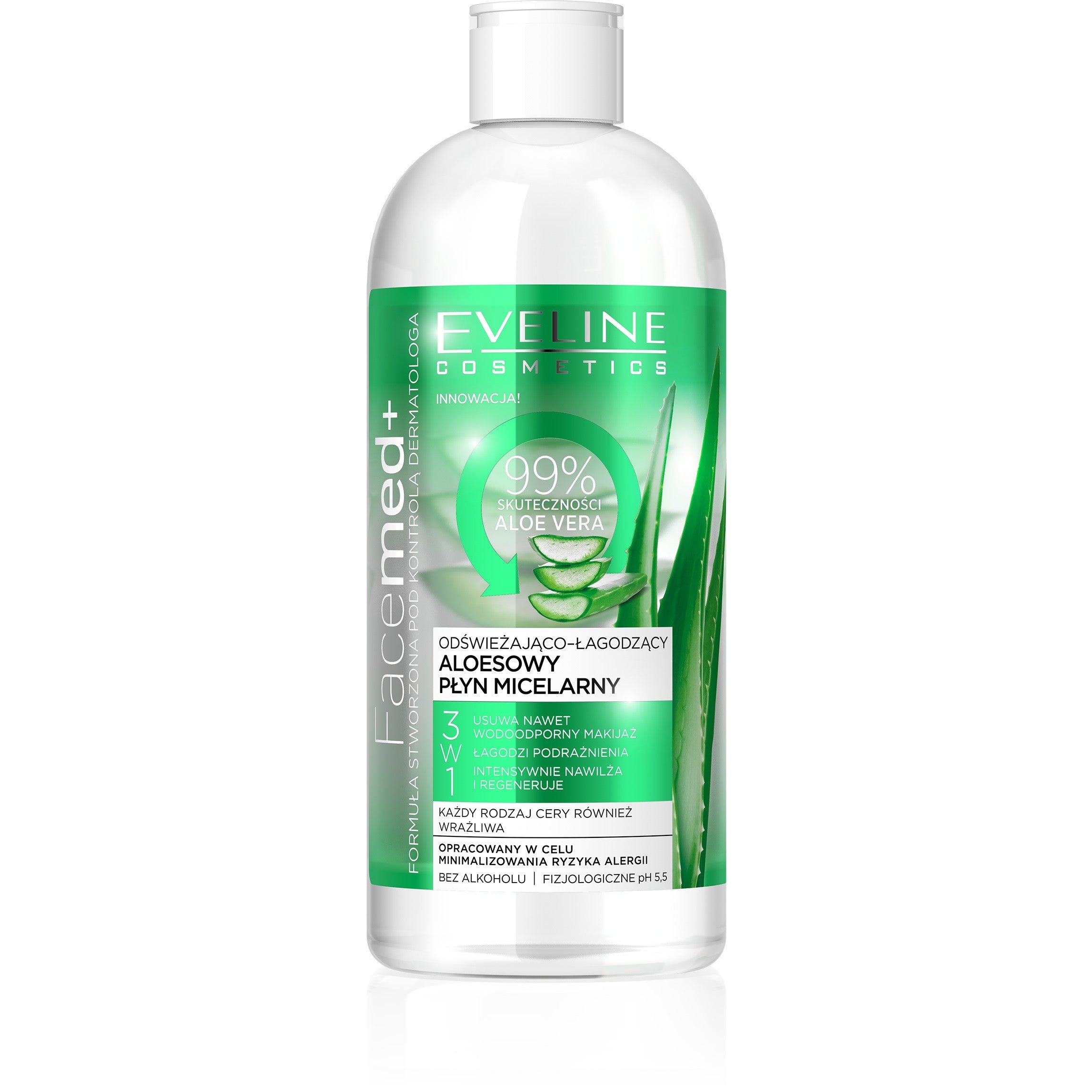 Eveline Facemed+ Aloe Micellar Liquid 3in1 Refreshing-Soothing 400ml | Vaistine1.lt