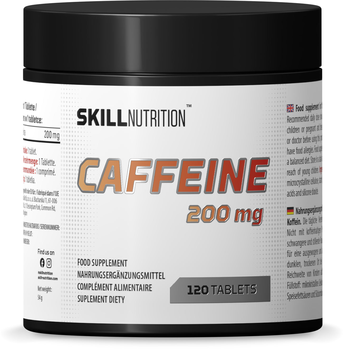 Caffeine, 200mg - 120 tabs - Skill Nutrition