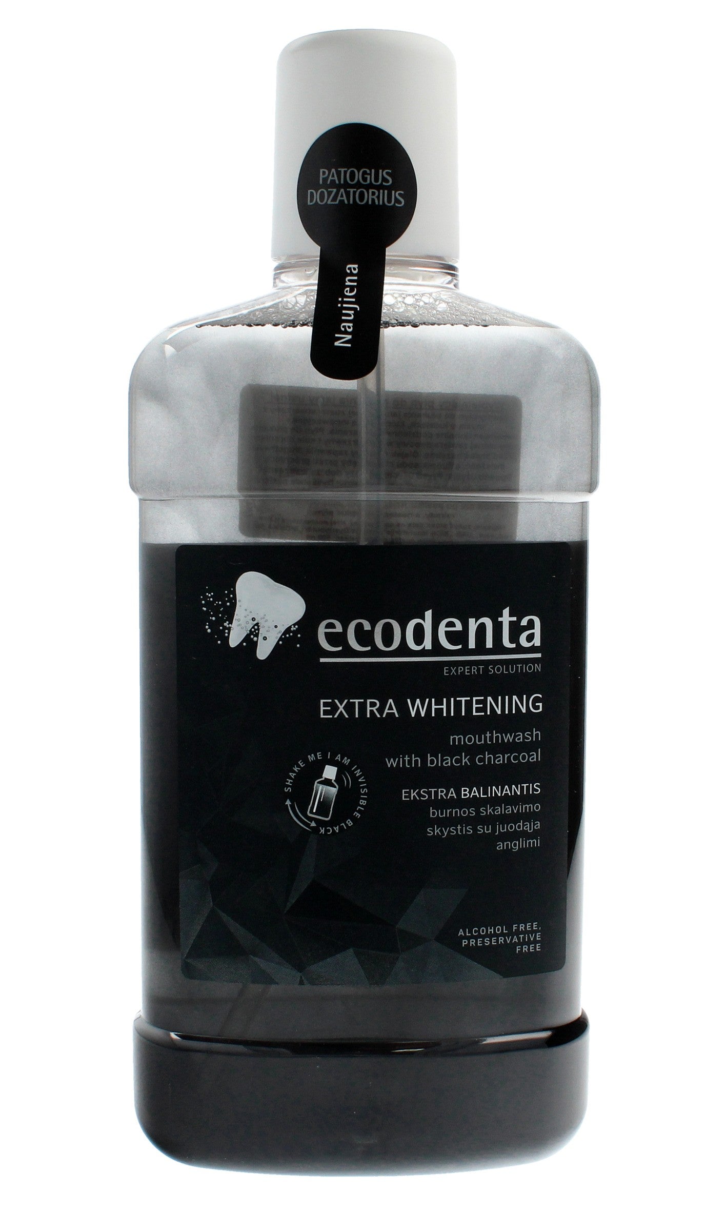 ECODENTA Mouthwash with activated charcoal whitening 500ml | Vaistine1.lt