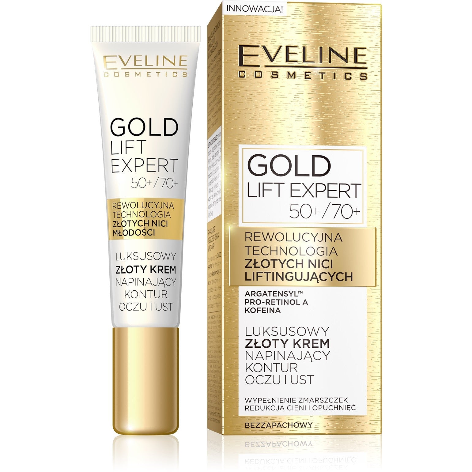 Eveline Gold Lift Expert 50+/70+ Luxury gold tightening cream for the contours of the eyes and lips 15ml | Vaistine1.lt