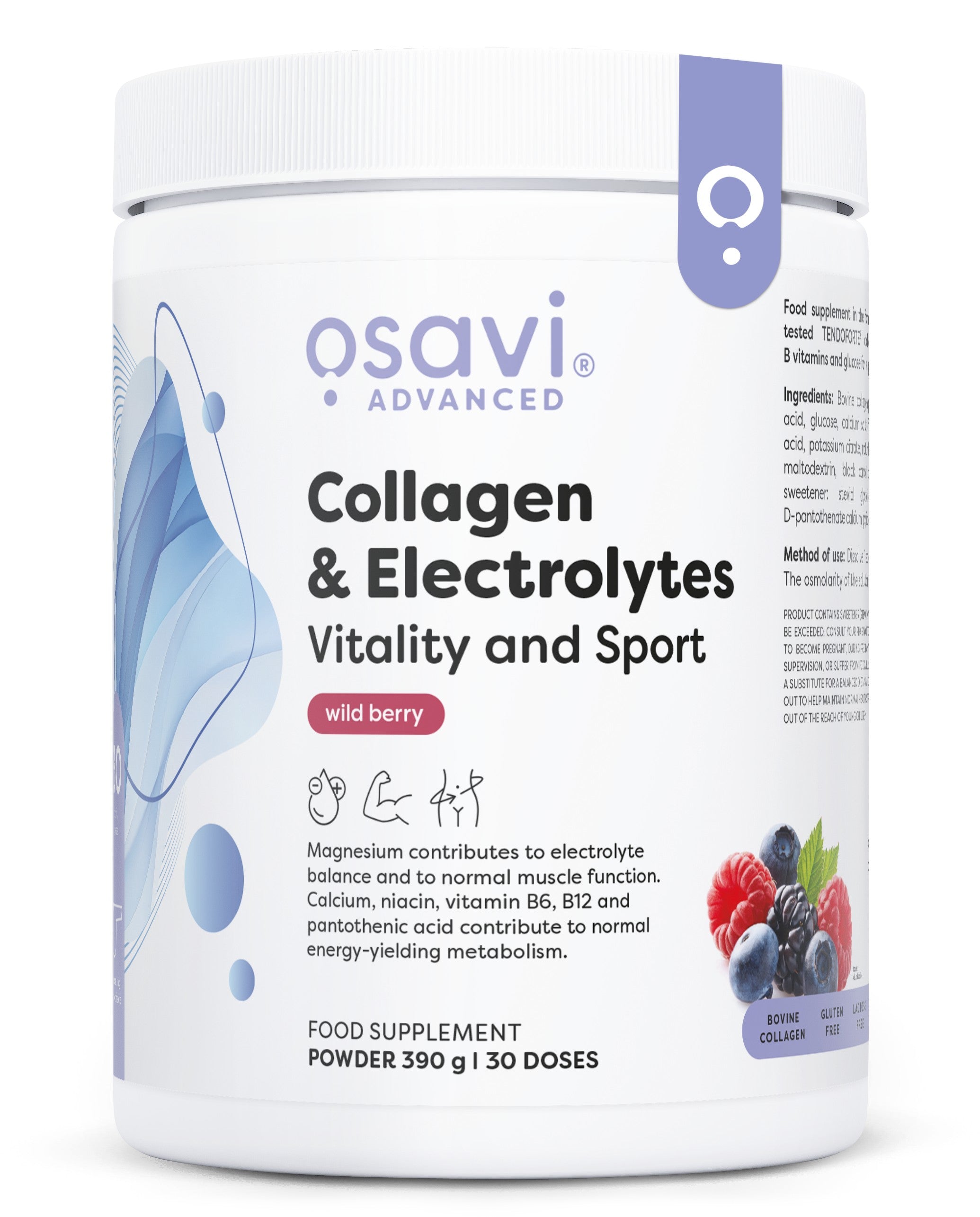Collagen Electrolytes Vitality and Sport, Wild Berry - 390g - Osavi