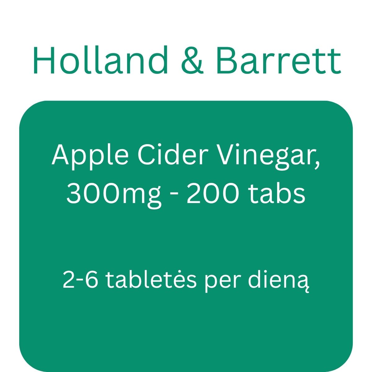 Apple Cider Vinegar, 300mg - 200 tabs - Holland & Barrett