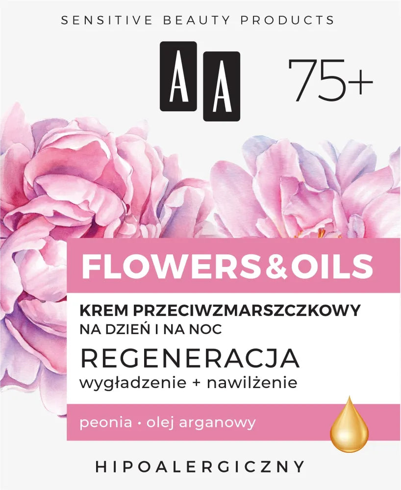 AA Flowers & Oils 75+ Kremas nuo raukšlių dienai ir nakčiai - regeneracija 50ml - Kosmetika