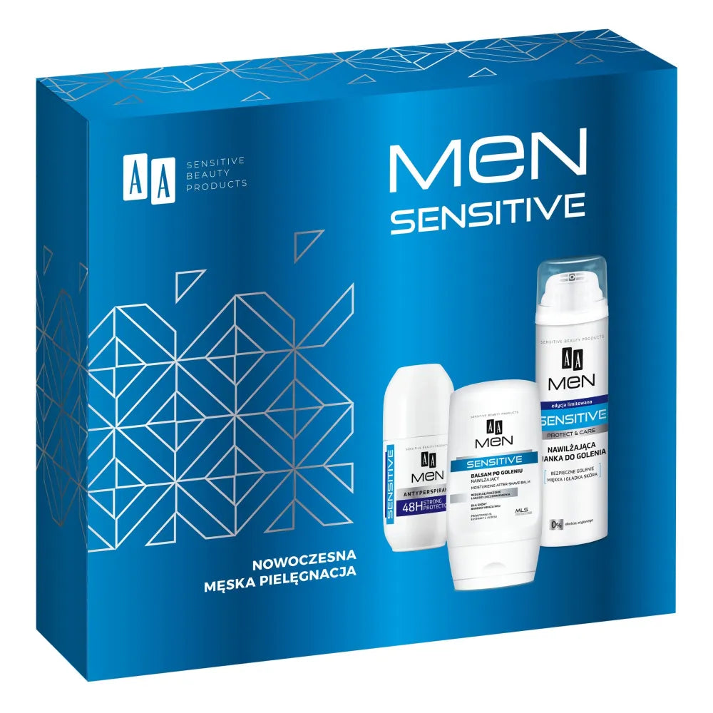 AA Gift Set Men Sensitive Modern Men’s Care (Po skutimo gelis 100 ml + Skustuvo putos 200 + Antiperspirantas 50 ml)