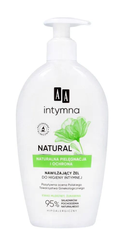 AA Intymna Natural 95% Drėkinamasis Gelis intymiai higienai 300ml - Kosmetika
