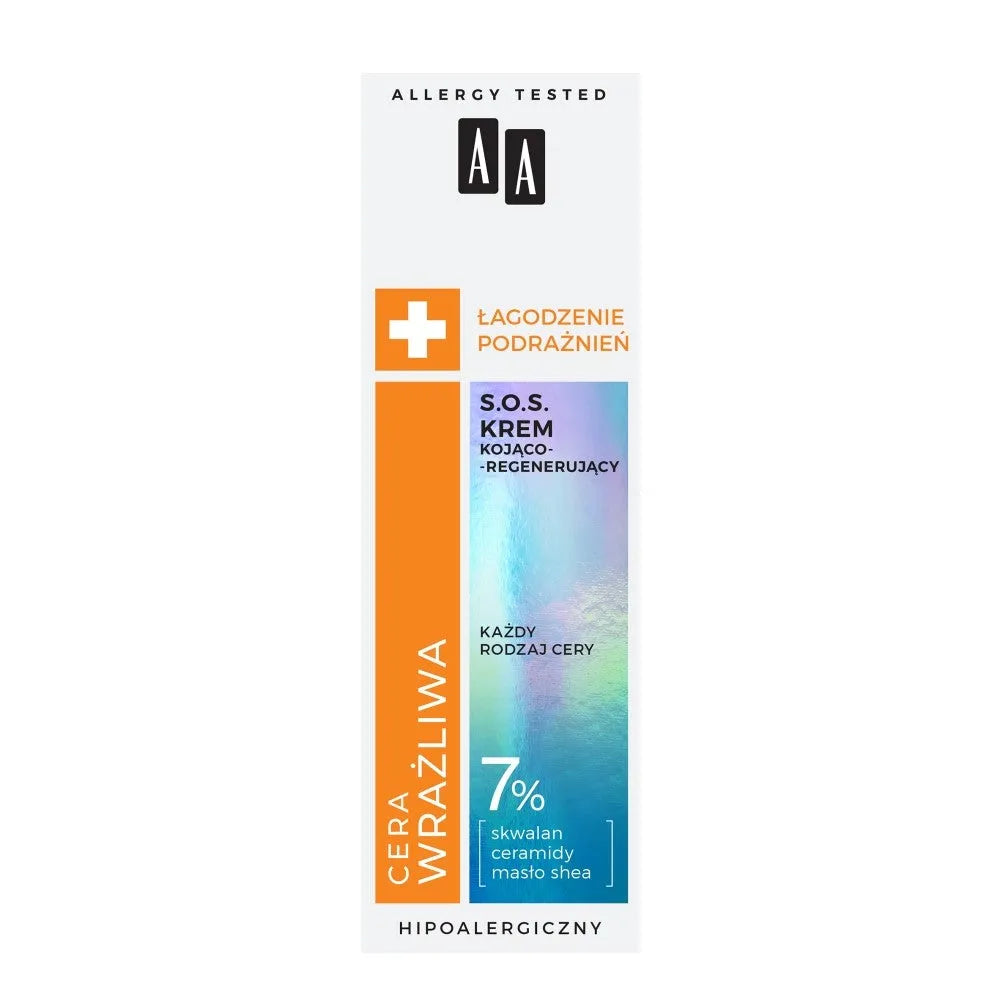 AA jautriai odai raminantis regeneruojantis kremas S.O.S. 50ml - Kosmetika