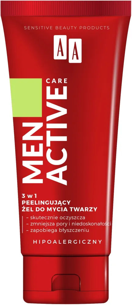 AA Men Active Care Exfoliating Face Wash Gel 3in1 150ml veido prausiklis su šveitikliu - Kosmetika