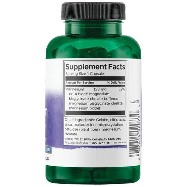 Albion Magensium Glycinate - 133 mg - N90 - Magnio Glicinatas - Swanson - Papildai
