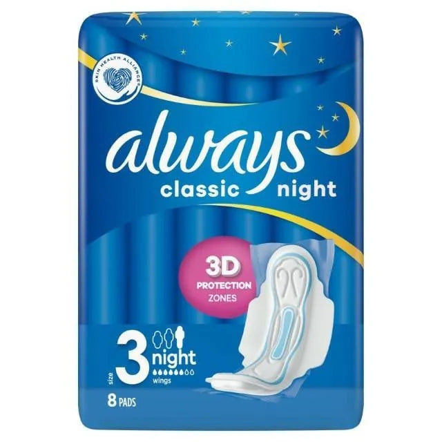 ALWAYS Classic Sanitary Towels with wings - Night (size 3) 1op.-8 pieces - Higiena