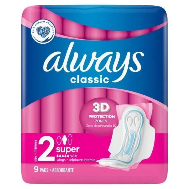 ALWAYS Classic Sanitary Towels with wings - Super (size 2) 1op.-9 pieces - Higiena