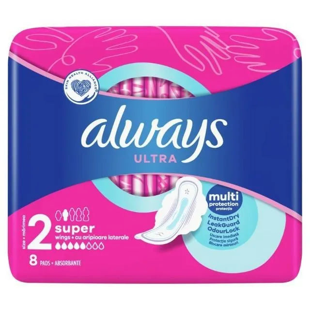 ALWAYS Ultra Sanitary Towels with Wings - Super (size 2) 1op.-8 pieces - Higiena